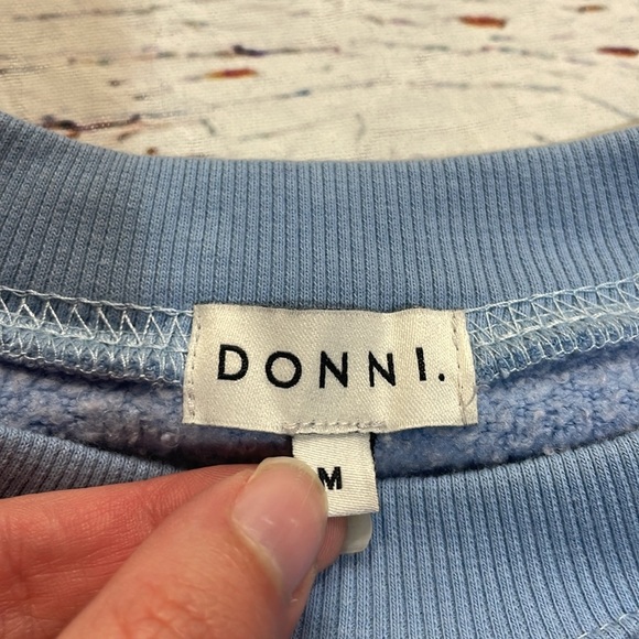 DONNI. Colorblock Sweatshirt in Blue and Gray - Picture 3 of 8